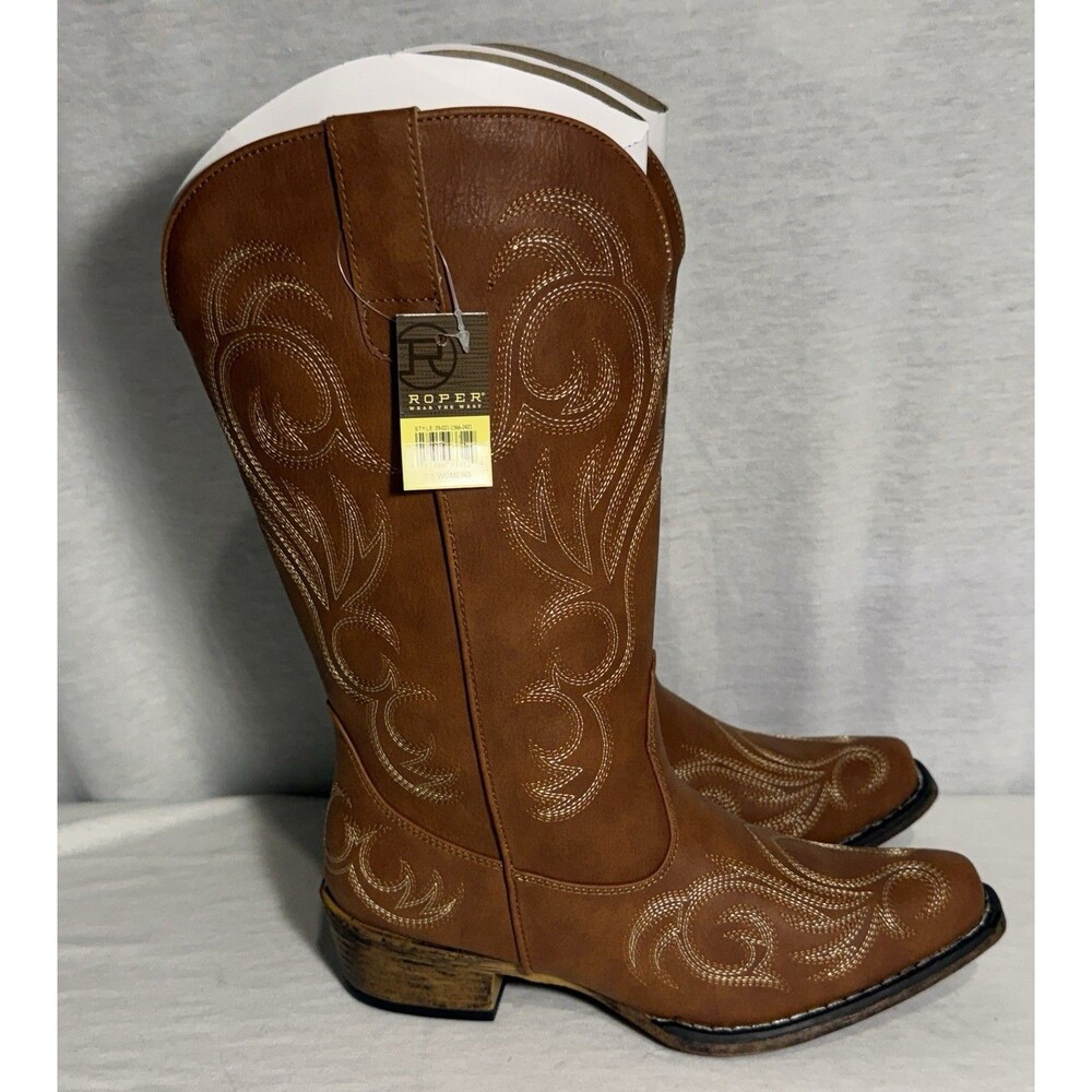 NEW NWT Roper Riley Womens Western Cowboy Boots Size 7.5 Tan Brown Boots Brown